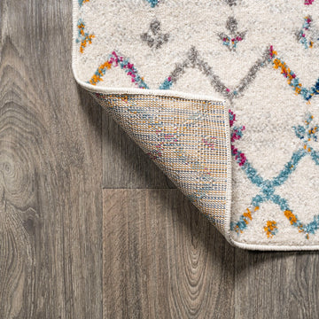 Moroccan Hype Boho Vintage Diamond Area Rug Ivory/Multi